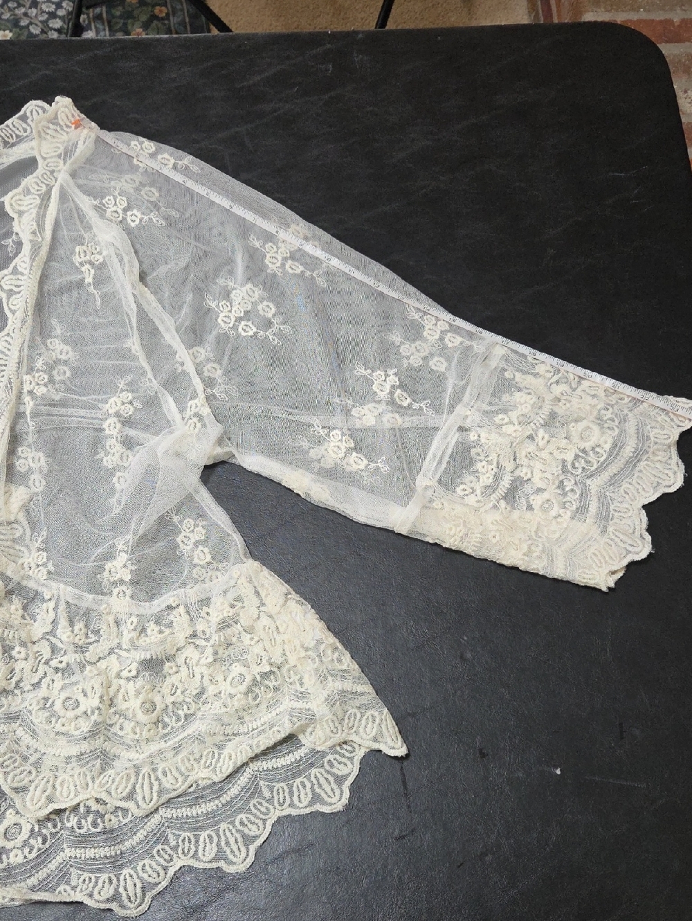 American Eagle Sheer White Lace Boho Kimono Cardigan Top Embroidered Medium M - Picture 8 of 8